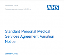 Standard Personal Medical Services Agreement Variation Notice